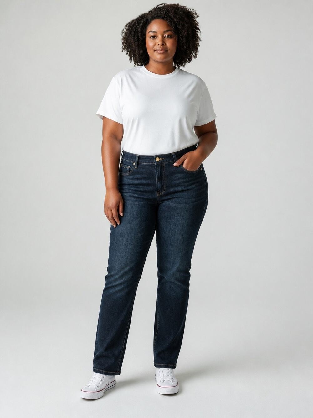 NWT 15 Good American Dark Wash High Rise Good Straight Slim Leg Stretch Jeans